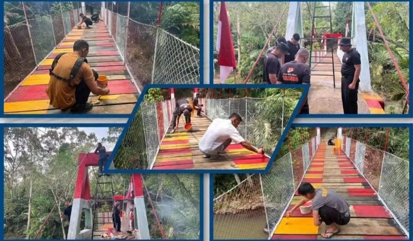 Selangkah Demi Selangkah, Jembatan Rambin Sibong Bong Kian Kokoh di Tangan Brimob Sumut dan Warga