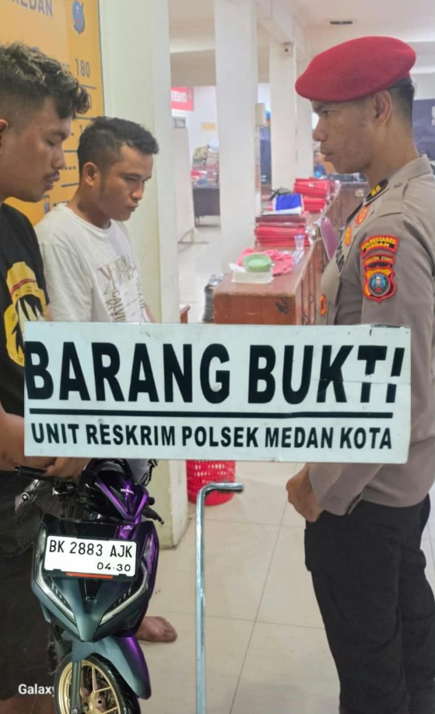 Tekab Polsek Medan Kota Ringkus Dua Residivis Curanmor dari Jalan Air Bersih