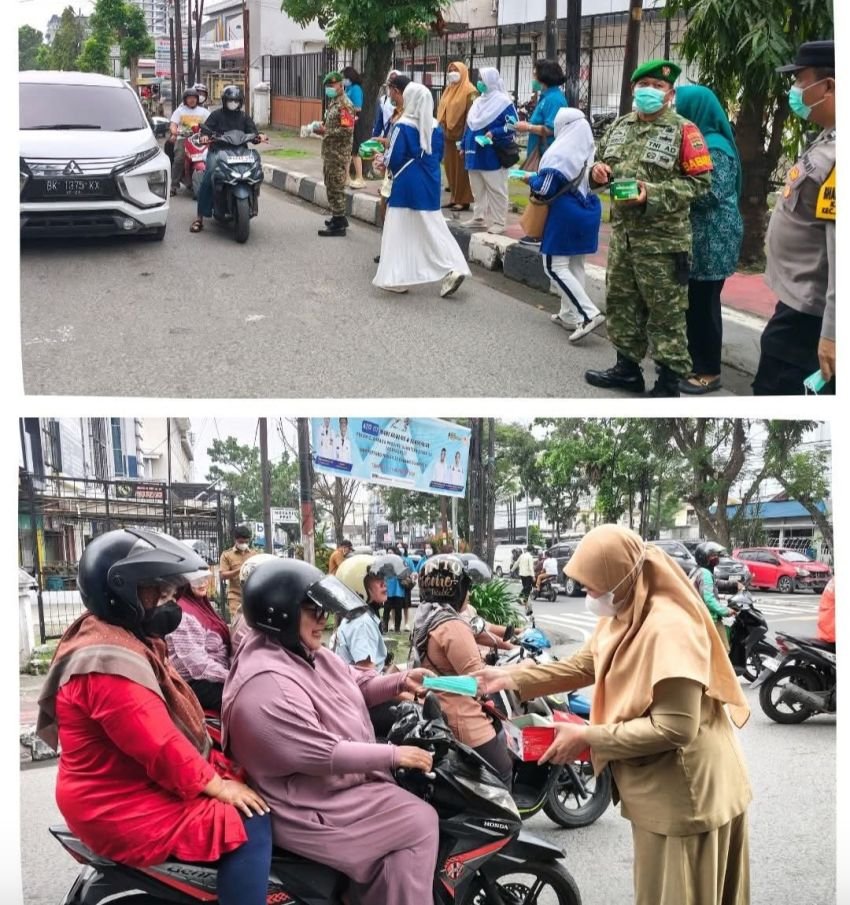 Peduli Kesehatan Warga di Tengah Kabut Asap, Kecamatan Medan Baru Bersama Unsur Lintas Sektor Bagikan Masker Gratis
