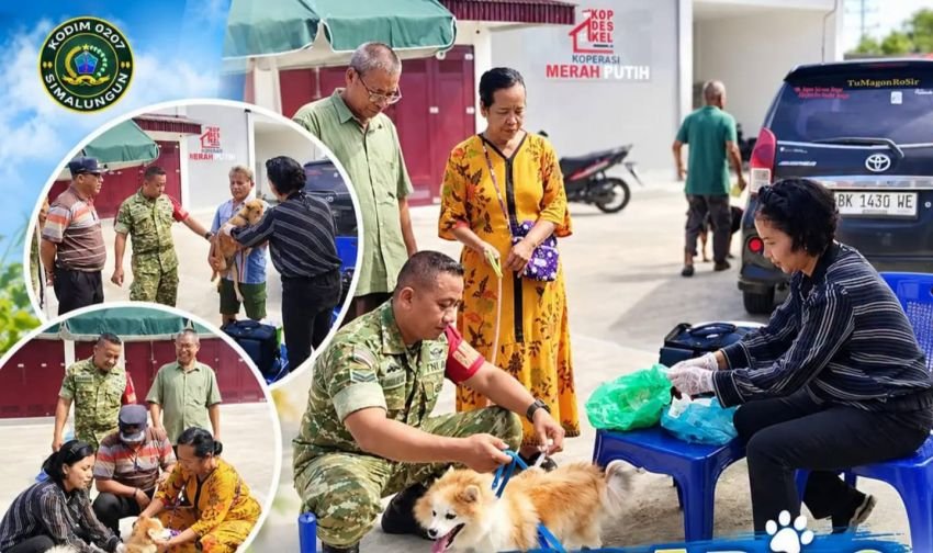 Cegah Rabies, Babinsa Koramil Siantar Selatan Dampingi Vaksinasi 60 Hewan Peliharaan Warga