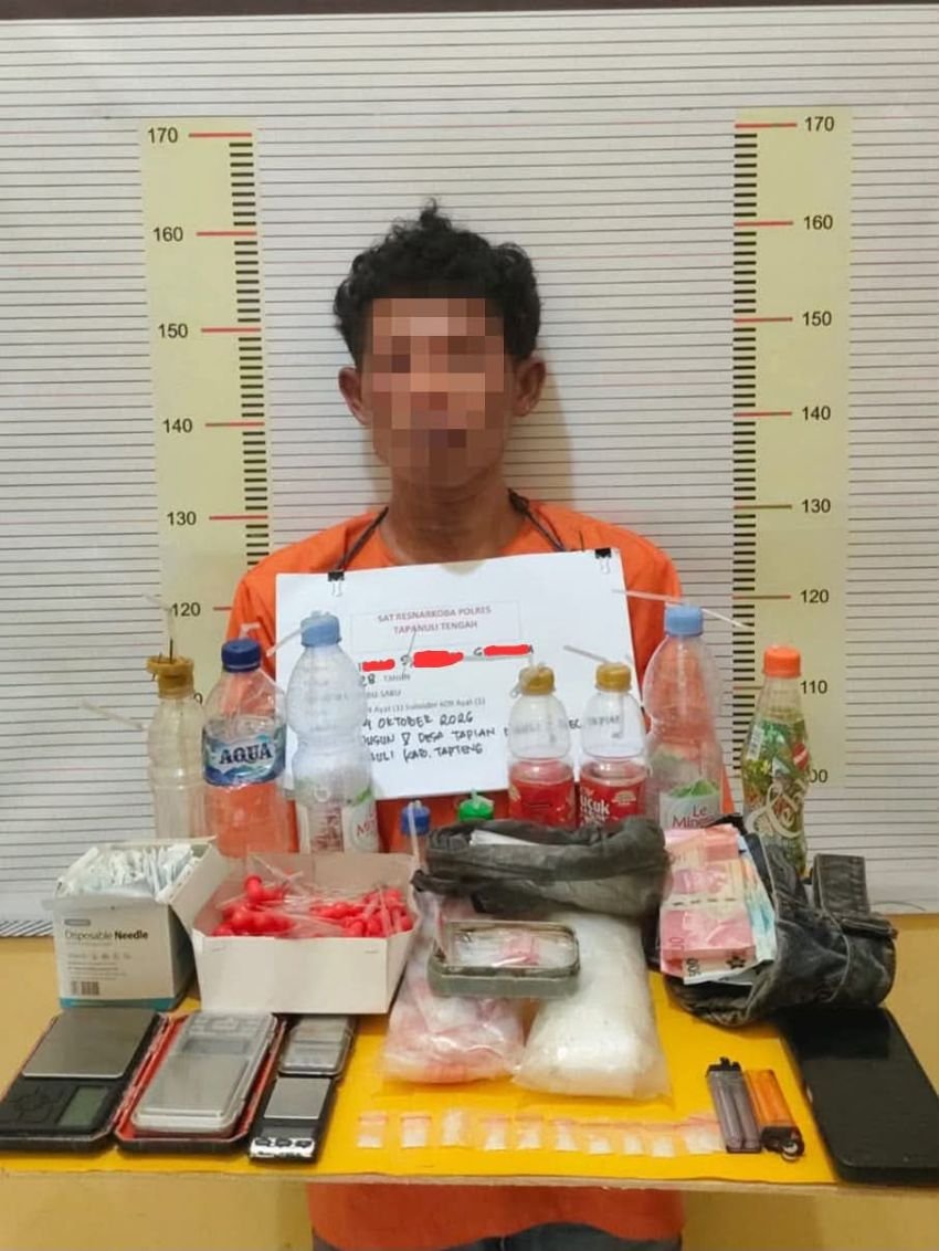Satresnarkoba Polres Tapteng Bekuk Pengedar Sabu di Tapian Nauli, Sejumlah Barang Bukti Disita