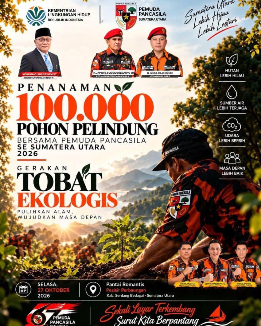 Pemuda Pancasila Sumut Tanam 100.000 Pohon, Dedi Dermawan Milaya: Alam Warisan Generasi Mendatang