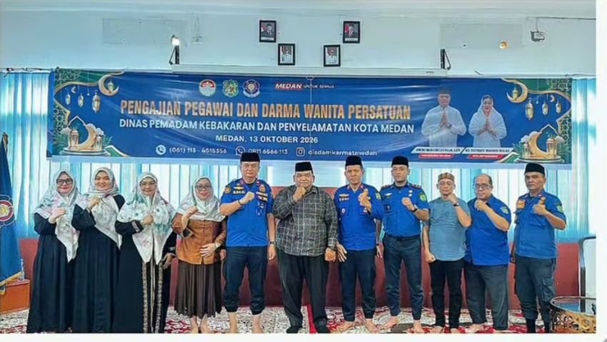 Perkuat Keimanan Dan Kebersamaan, Damkarmat Medan Gelar Pengajian Bersama Dharma Wanita Persatuan