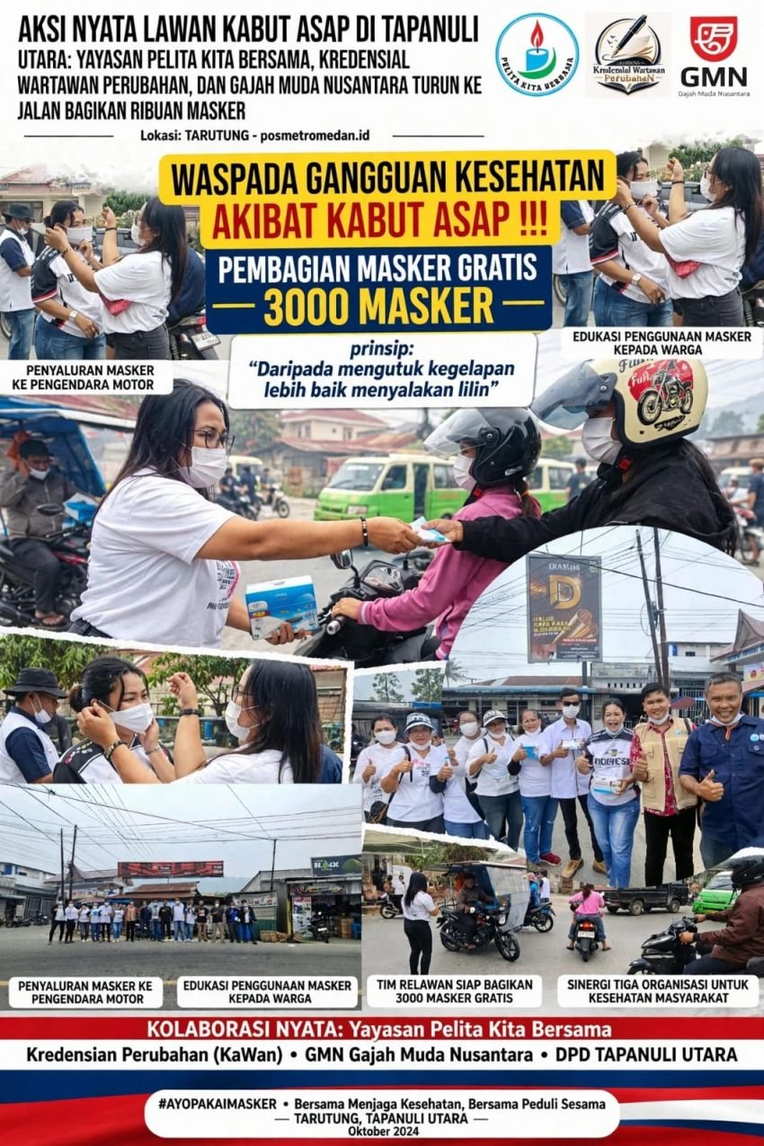 Elemen Masyarakat Taput Peduli  Kabut Asap Turun ke Jalan Bagikan Ribuan Masker