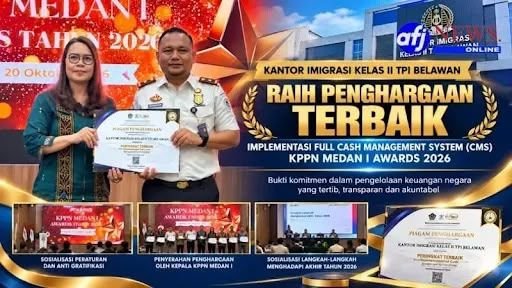 Kantor Imigrasi Kelas II TPI Belawan Raih Penghargaan Satker Peringkat Terbaik CSM